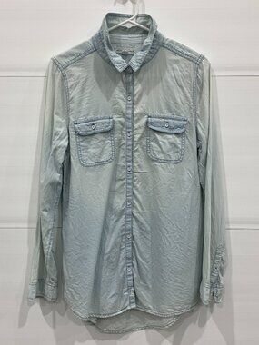 Melrose and Market Denim Chambray Button Down Long Sleeve Size Small